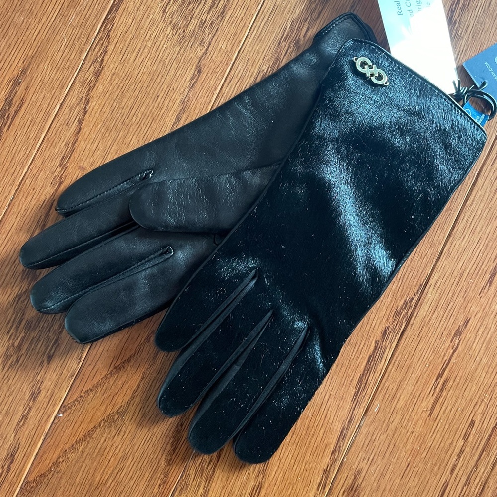 Cole Haan Lambskin Cashmere Haircalf Leather Glove Size S